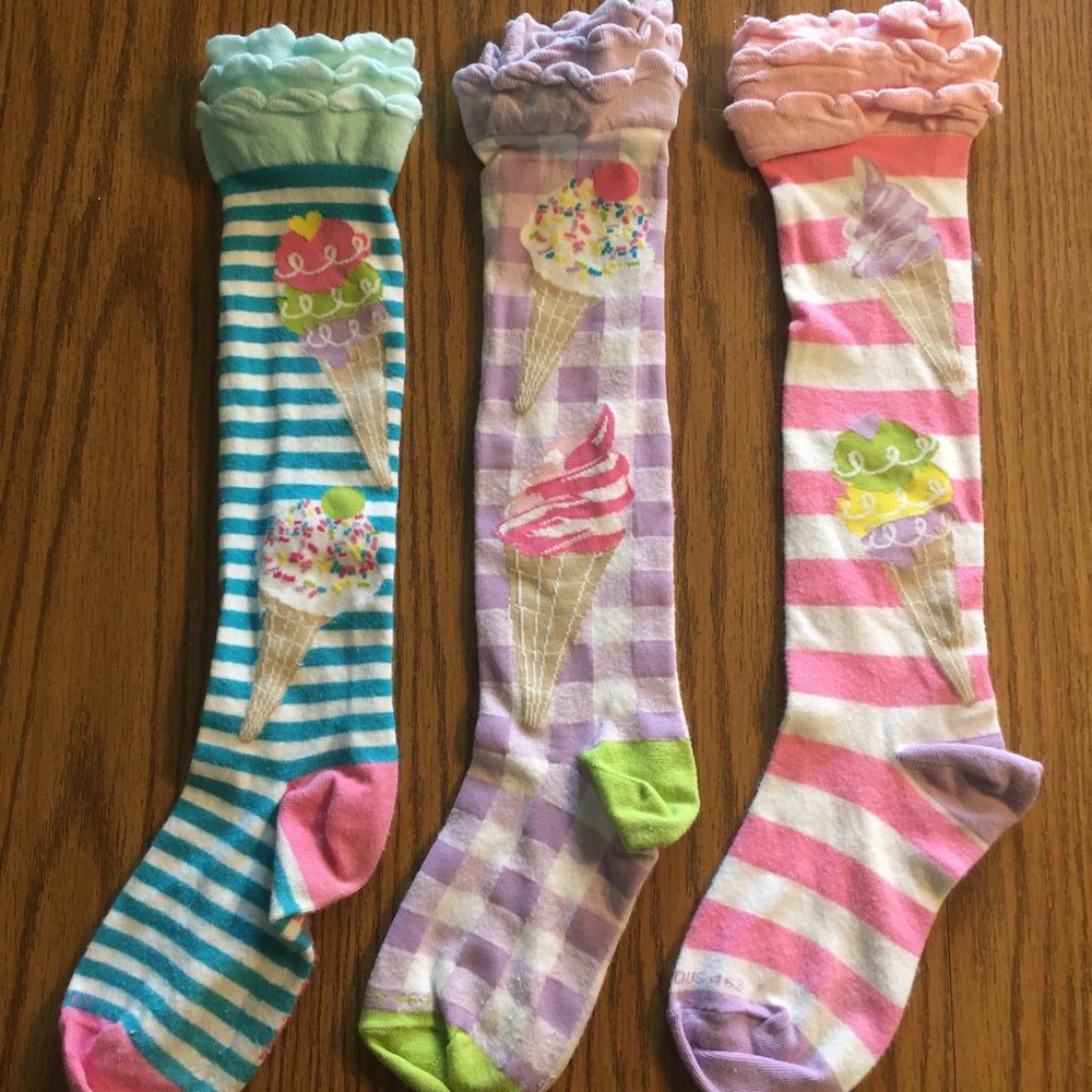 NWOT LittleMissMatched Knee High Ice Cream Socks
